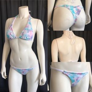 Pink white  Brazilian bottoms two-piece bikini